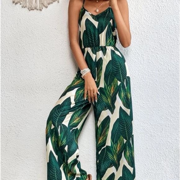 SHEIN Tropical Print Wide Leg Cami Jumpsuit - Picture 3 of 6